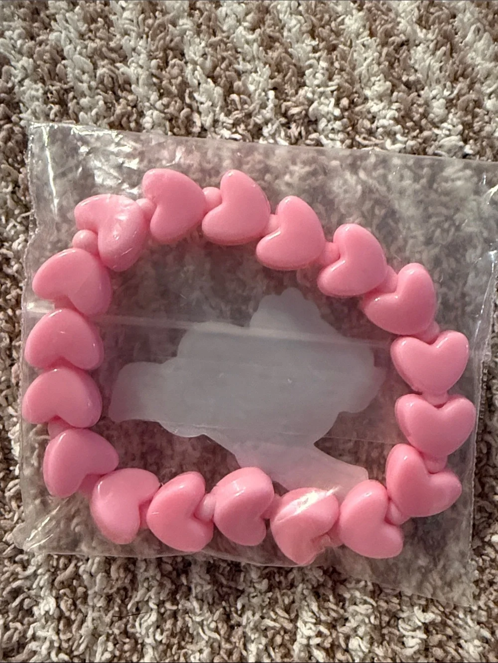 Pink Heart Bead Stretch Bracelet